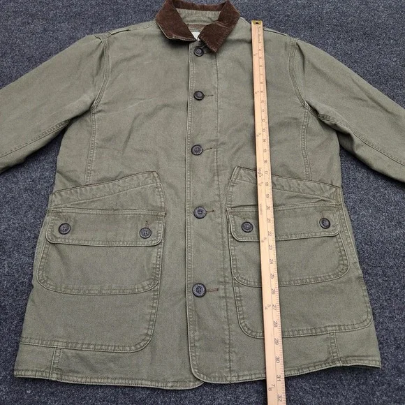 ORVIS Barn Jacket Chore Field Farm Green Canvas Quilted Lining Mens Medium